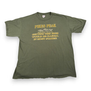 Vintage Pikes Peak Shirt Adult EXTRA LARGE Green Colorado Mountain Hike Y2K
